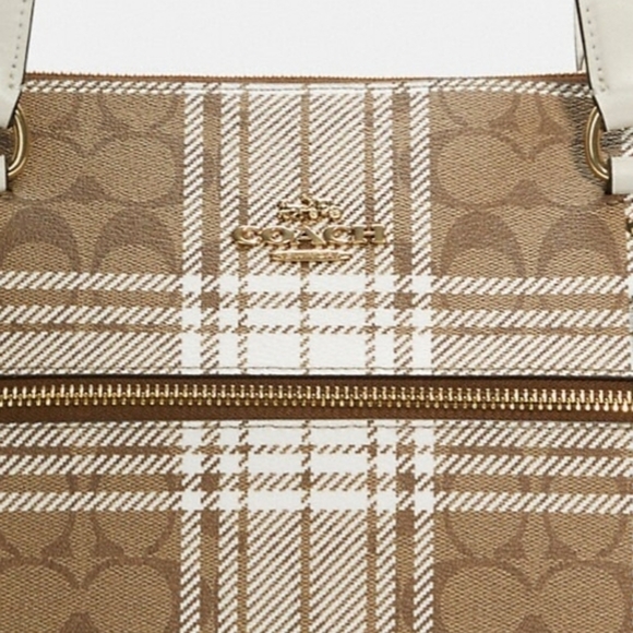COACH GALLERY TOTE IN SIGNATURE CANVAS WITH HUNTING FISHING PLAID PRINT - Picture 3 of 8